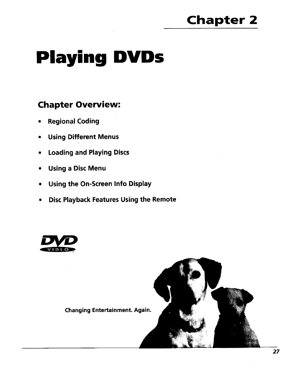 Chapter 2, Playing dvds, Chapter overview | RCA RC5227P User Manual | Page 29 / 111