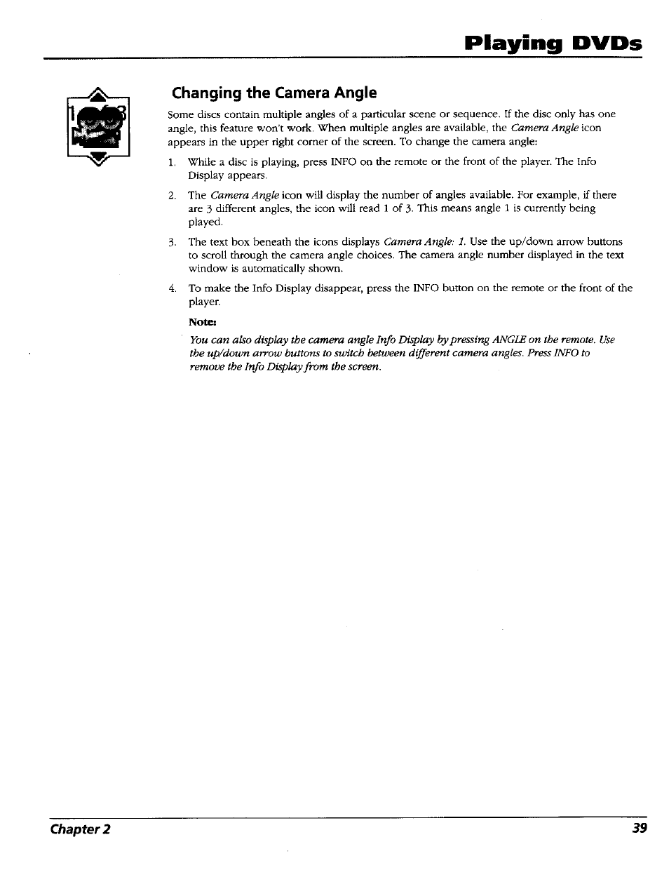 Changing the camera angle, Playing dvds | RCA RC5227P User Manual | Page 41 / 111
