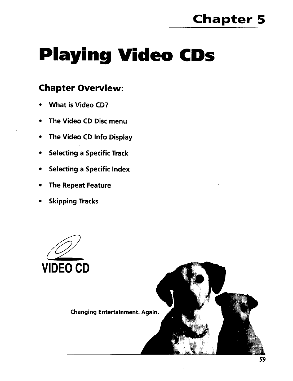 Chapter 5, Playing video cds, Chapter overview | Video cd | RCA RC5227P User Manual | Page 61 / 111