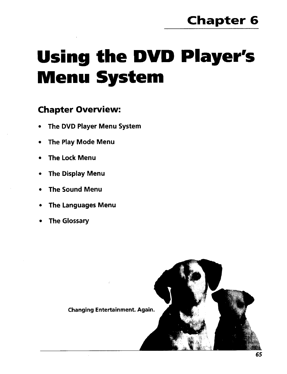 Chapter 6, Using the dvd player's menu system, Chapter overview | RCA RC5227P User Manual | Page 67 / 111