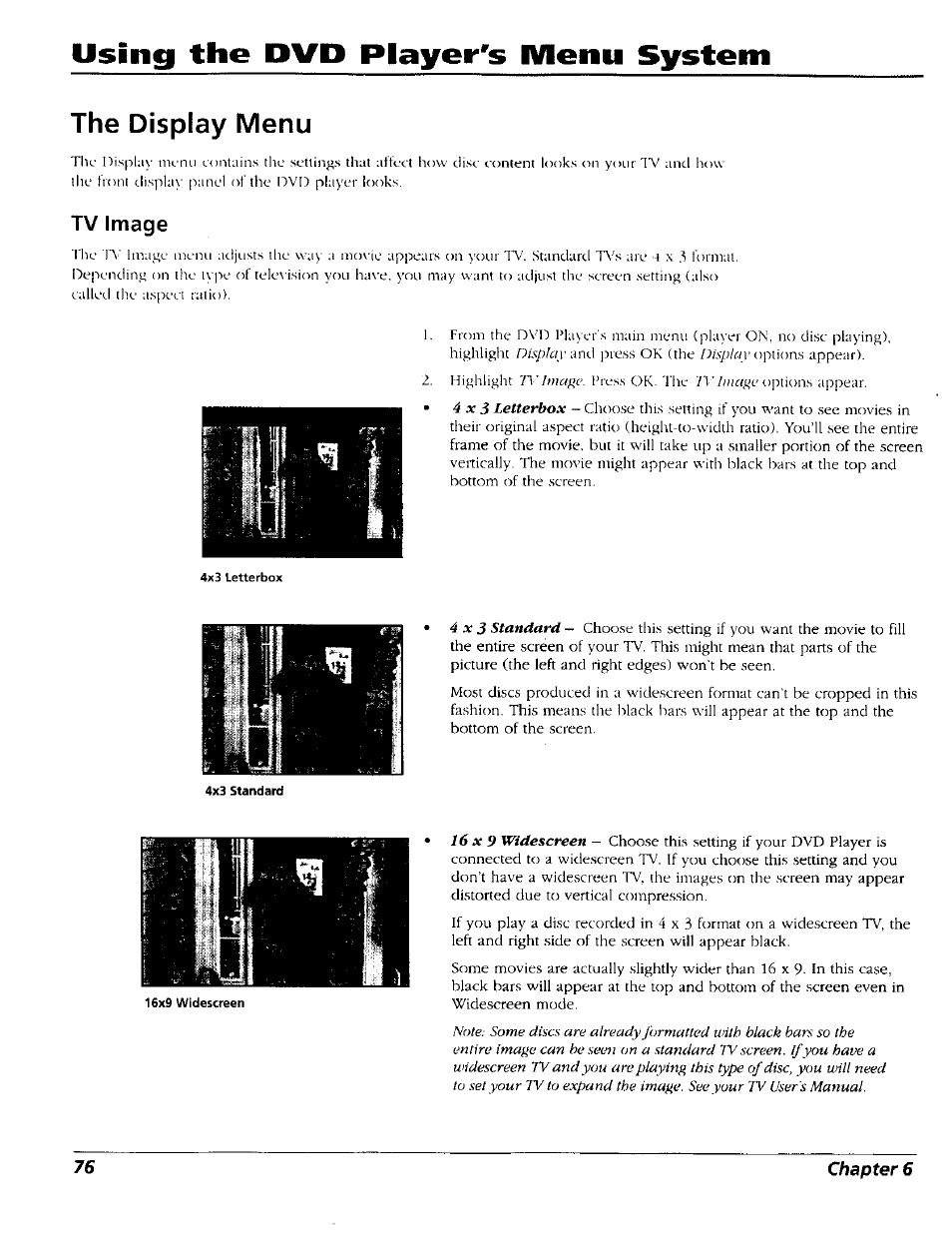 The display menu, Tv image, Using the ovd player's ivieiim system | RCA RC5227P User Manual | Page 78 / 111