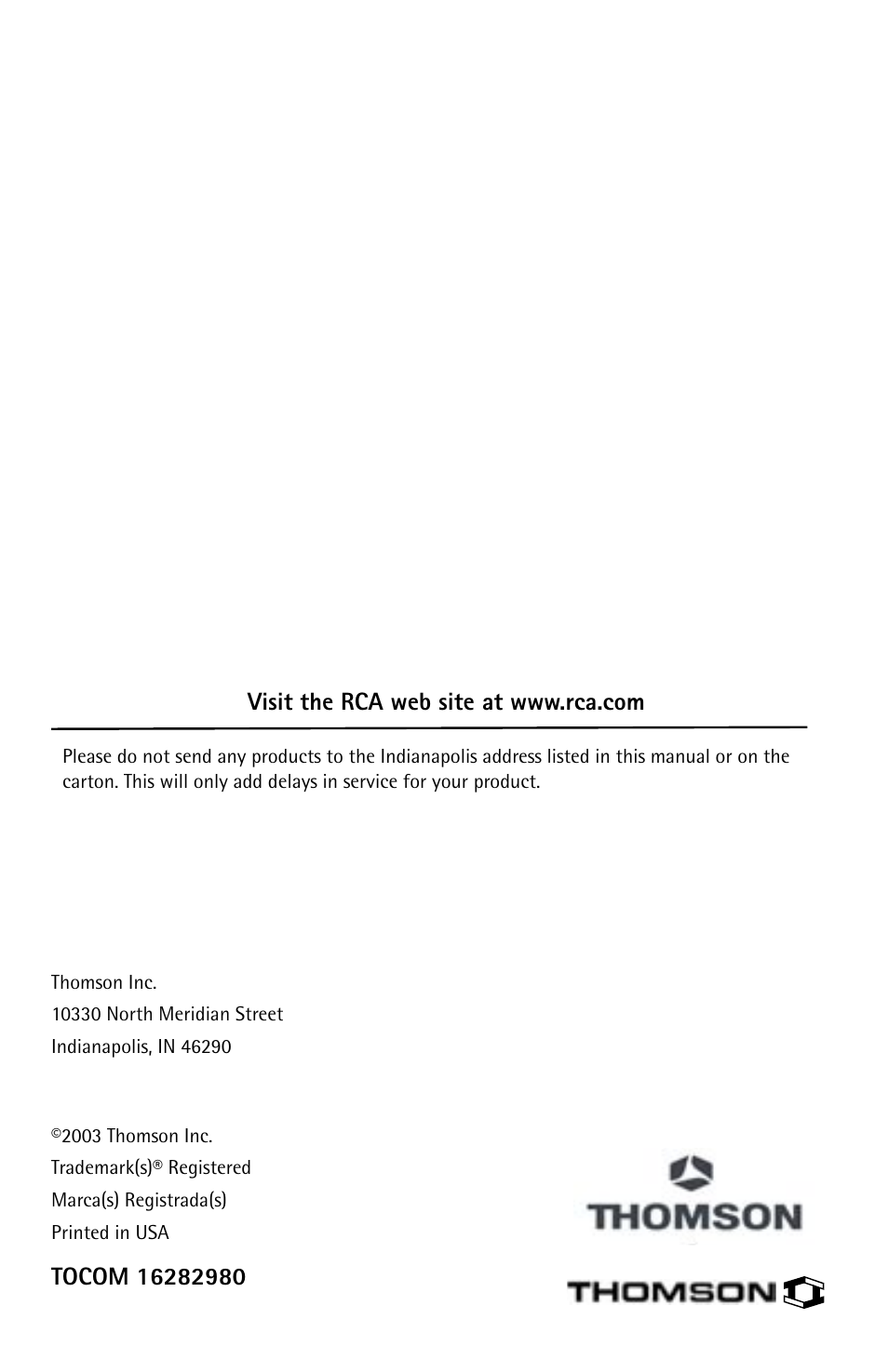 RCA DVR10 User Manual | Page 20 / 20