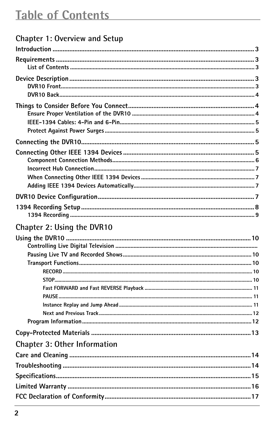 RCA DVR10 User Manual | Page 4 / 20
