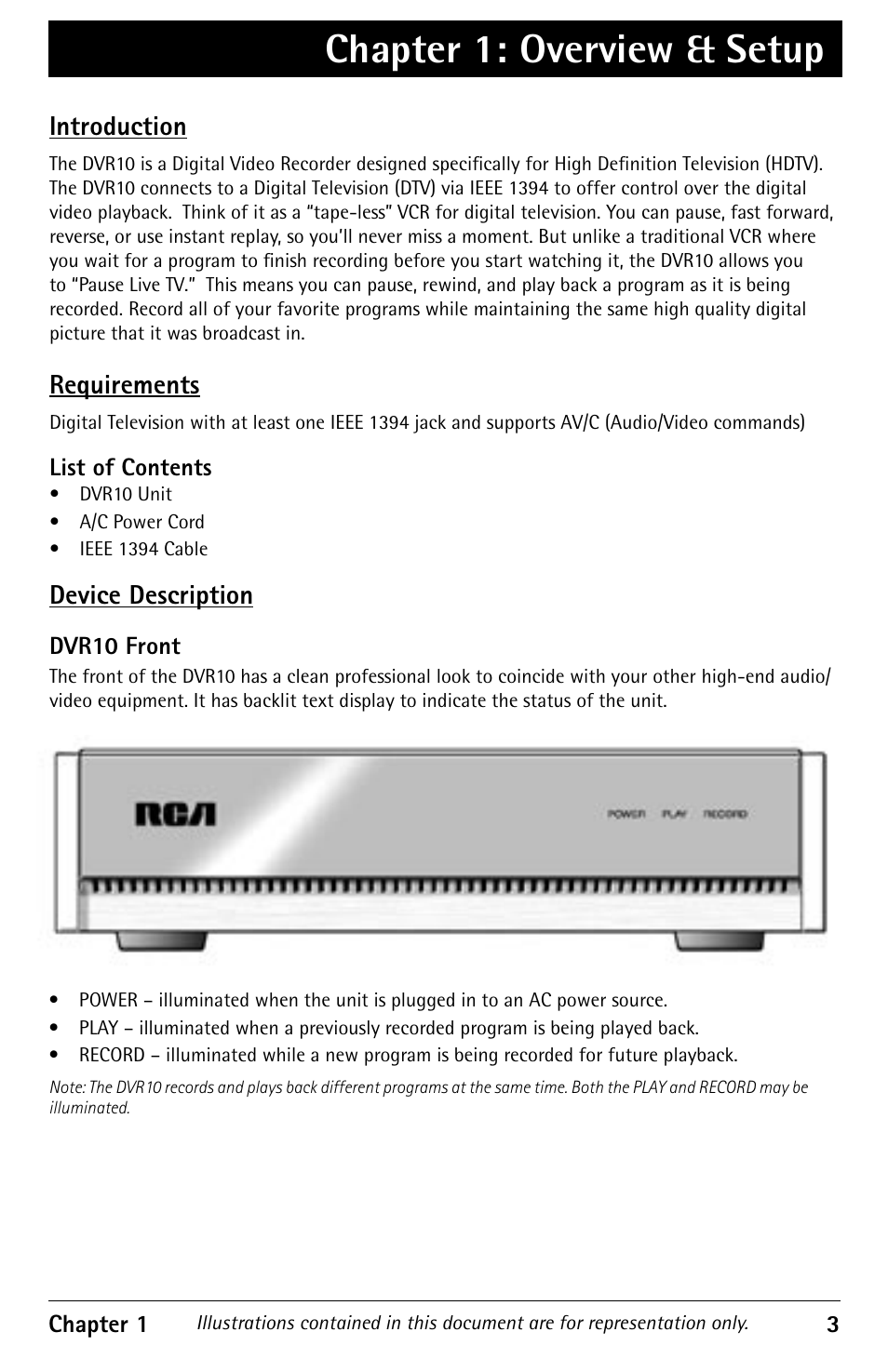 Chapter 1: overview & setup | RCA DVR10 User Manual | Page 5 / 20