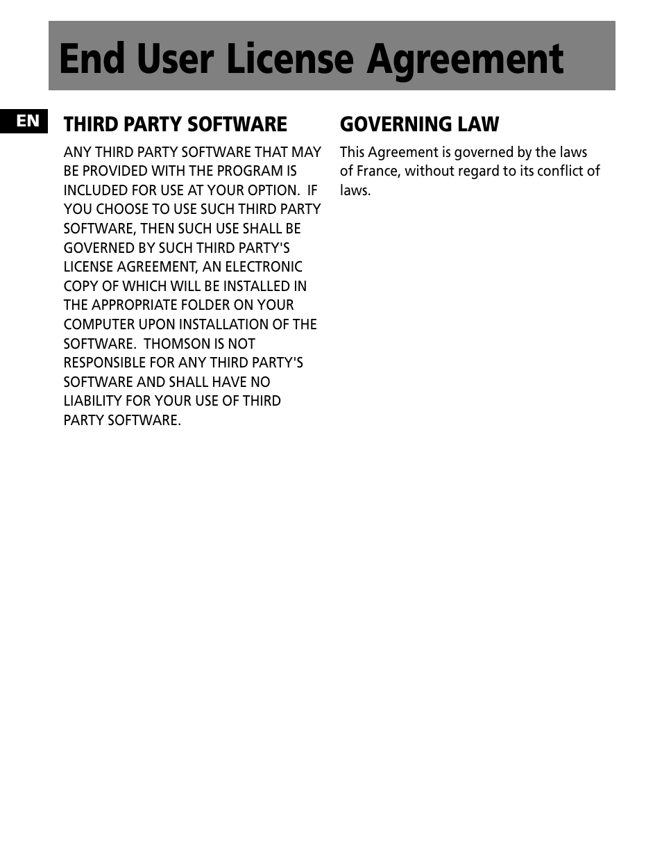 End user license agreement | RCA Portable Audio Device Player M300E512 User Manual | Page 8 / 24