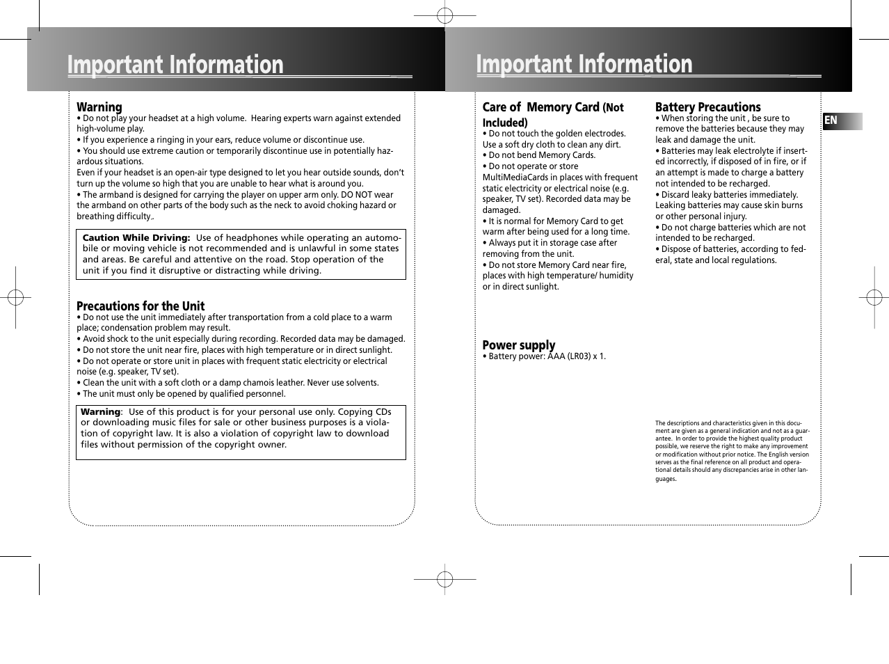 Important information | RCA RD1075SA User Manual | Page 3 / 10
