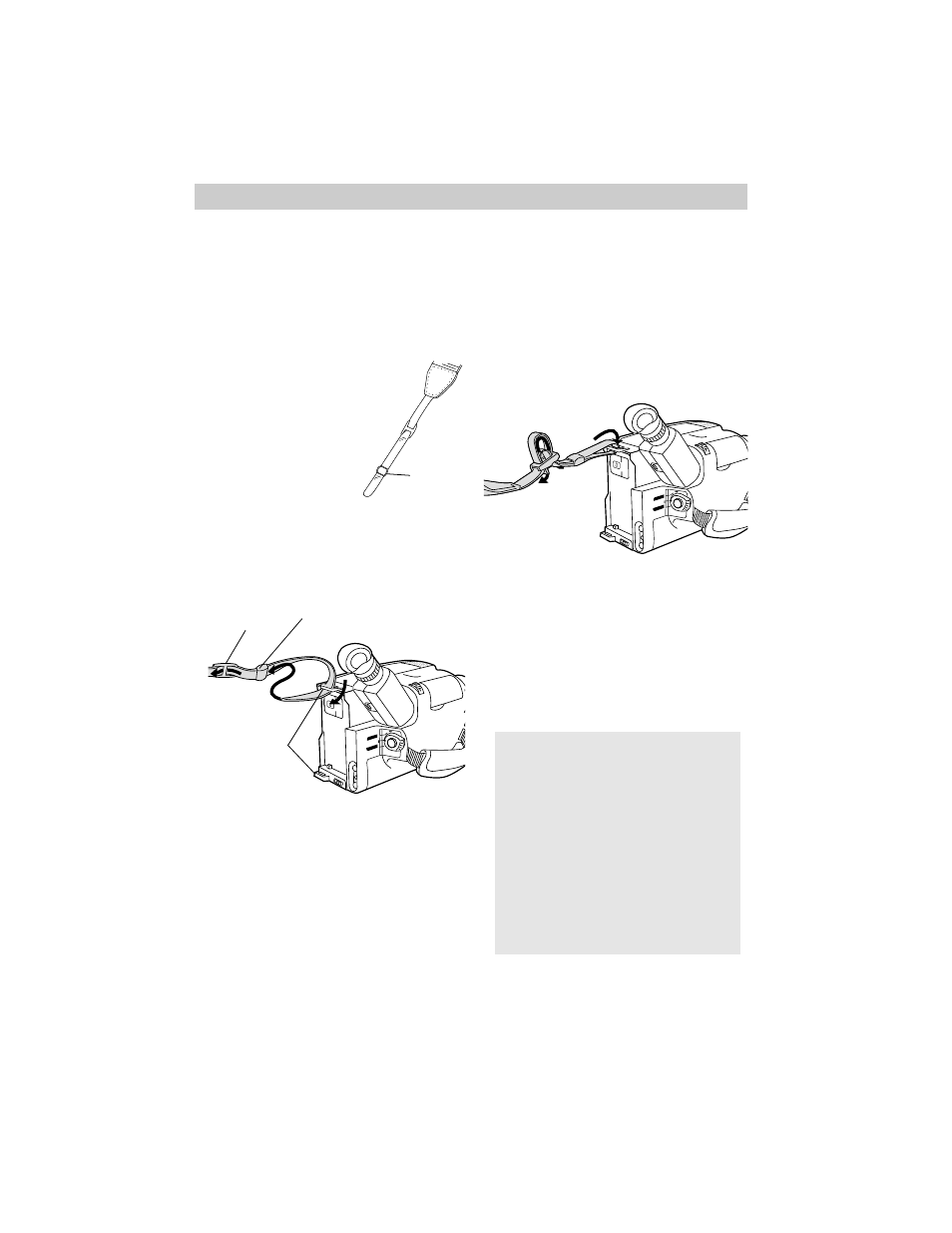 Attaching the shoulder strap, Recording, Keeper | Keeper buckle attachment rings | RCA CC634 User Manual | Page 58 / 84