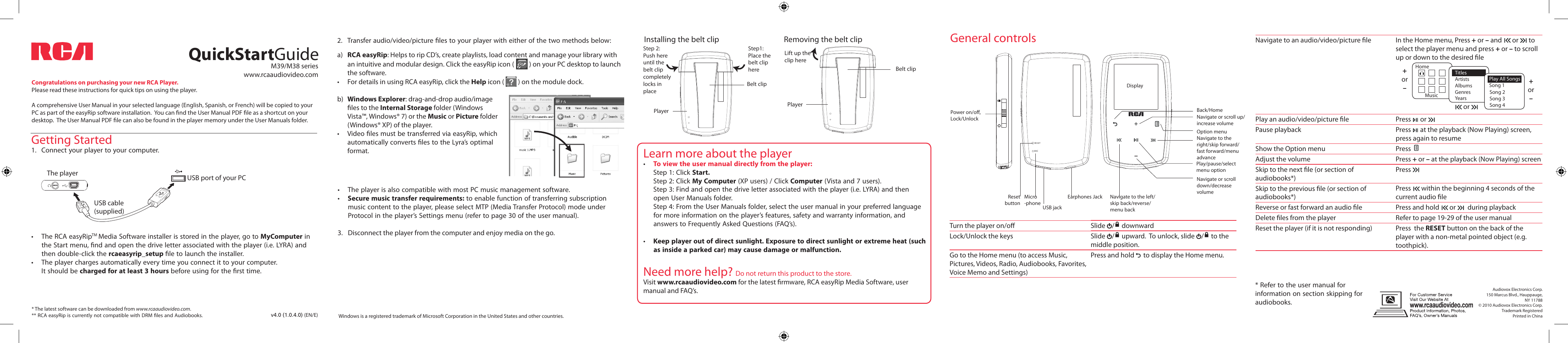 RCA M3804 User Manual | 2 pages