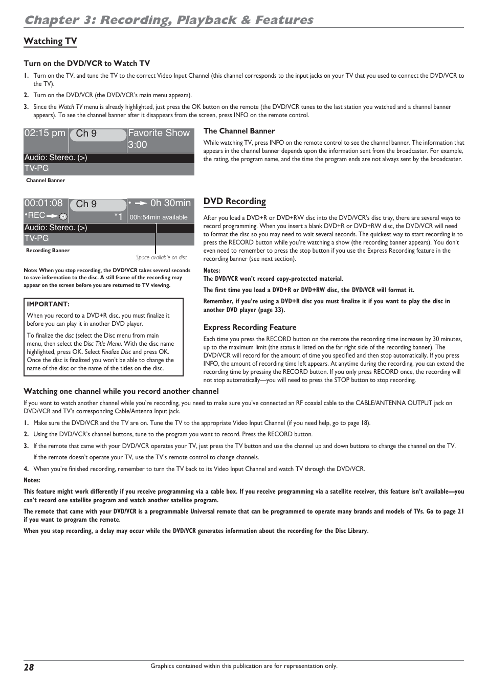 Chapter 3: recording, playback & features, Ch 9 • 0h 30min | RCA DRC8300N User Manual | Page 30 / 64