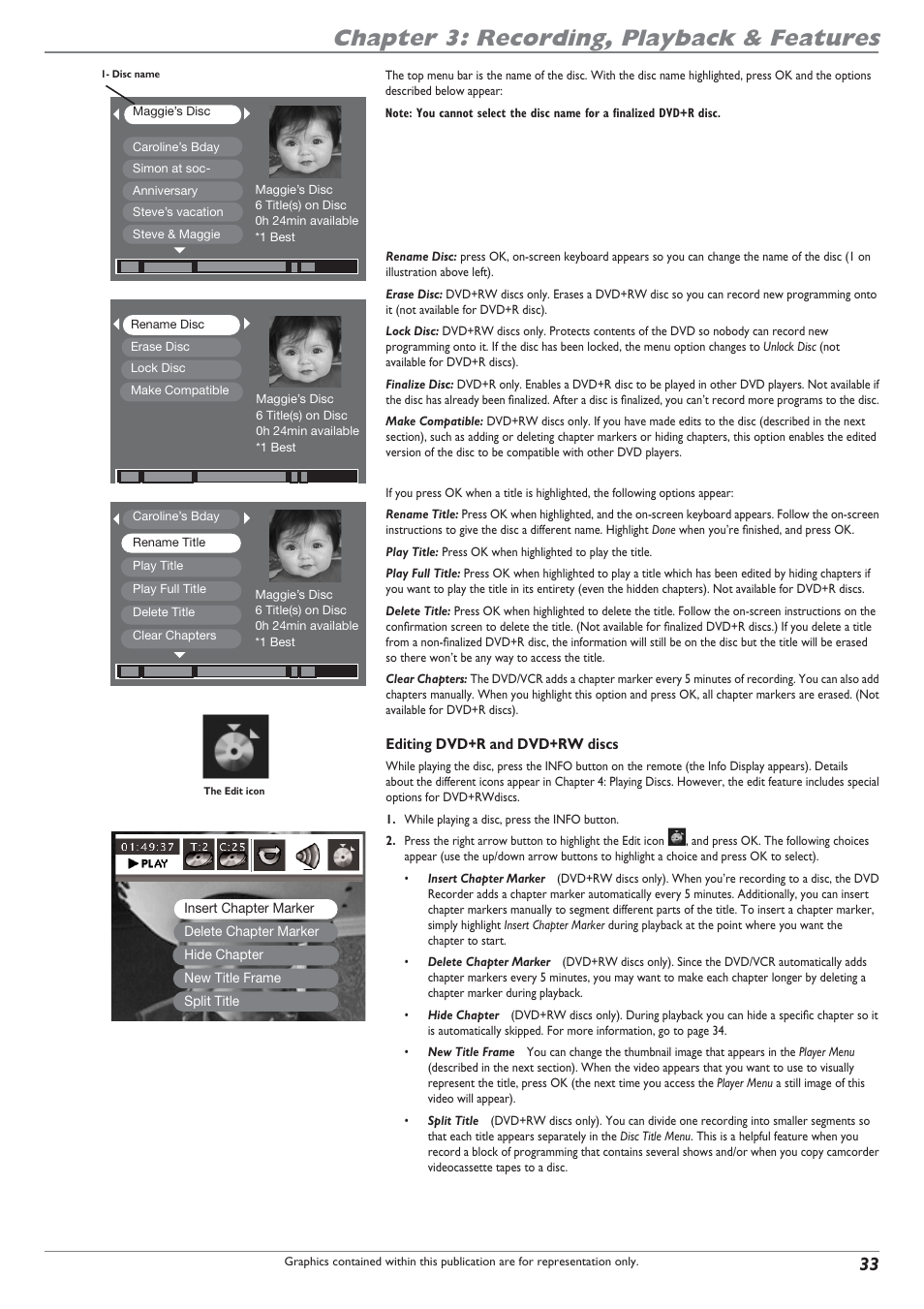 Chapter 3: recording, playback & features | RCA DRC8300N User Manual | Page 35 / 64