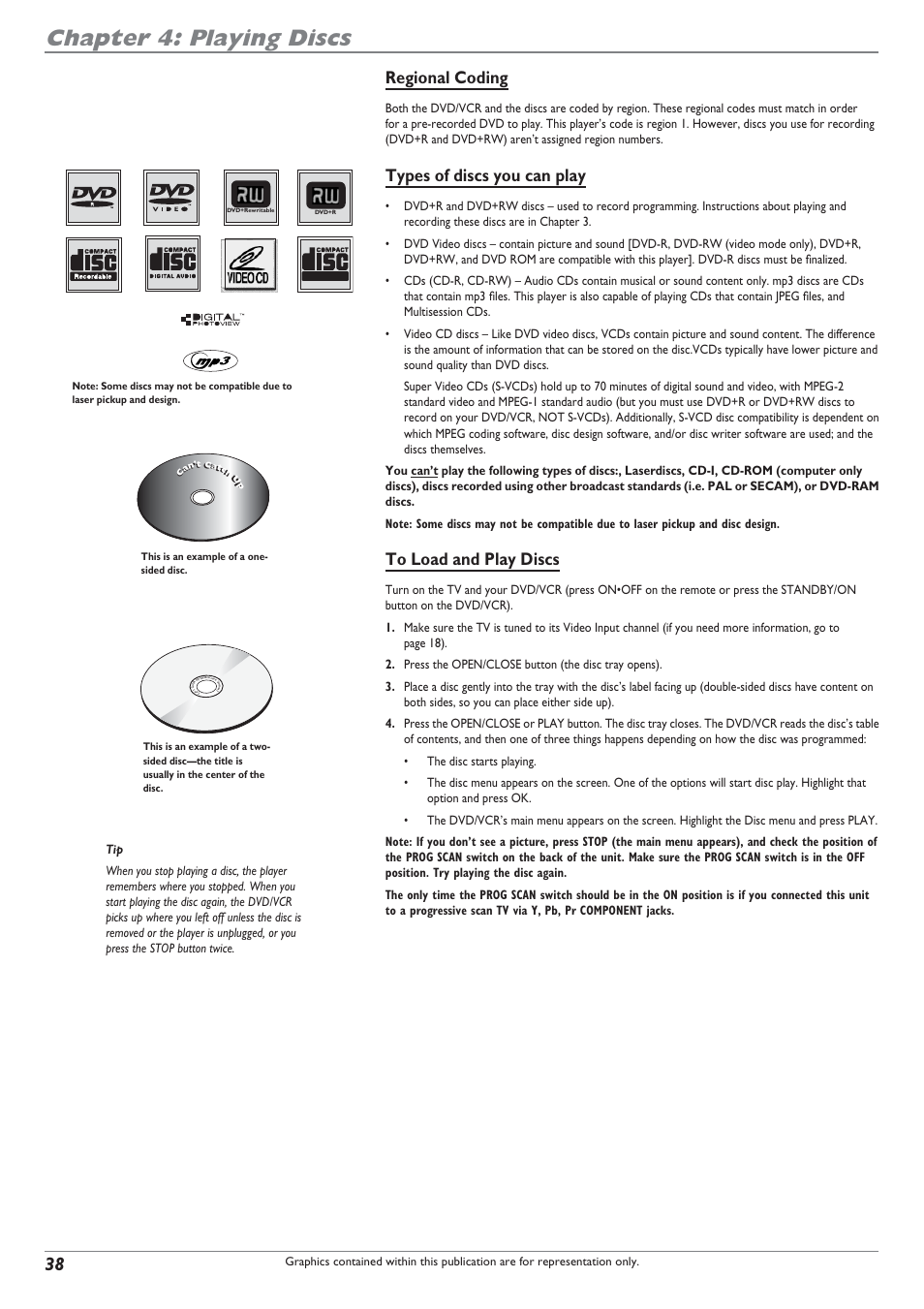 Chapter 4: playing discs, Regional coding, Types of discs you can play | RCA DRC8300N User Manual | Page 40 / 64