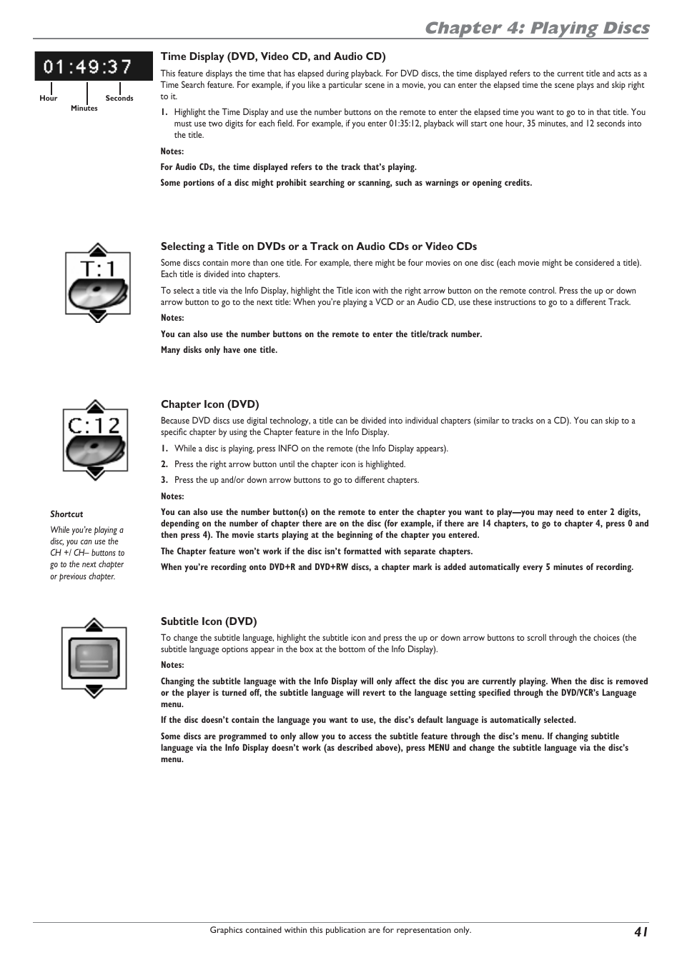 Chapter 4: playing discs | RCA DRC8300N User Manual | Page 43 / 64