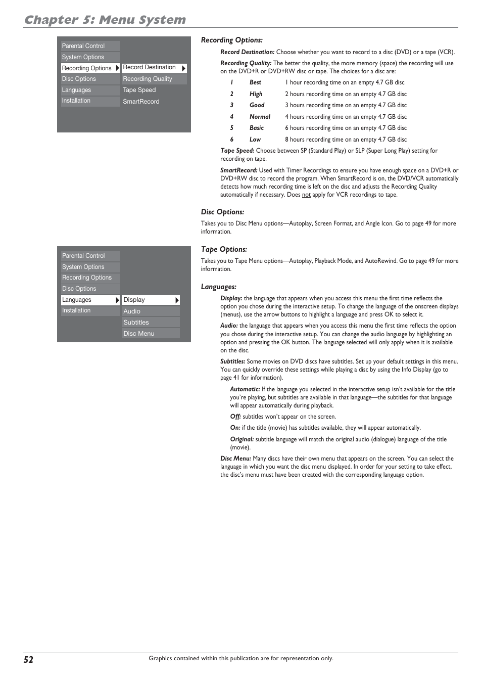 Chapter 5: menu system | RCA DRC8300N User Manual | Page 54 / 64