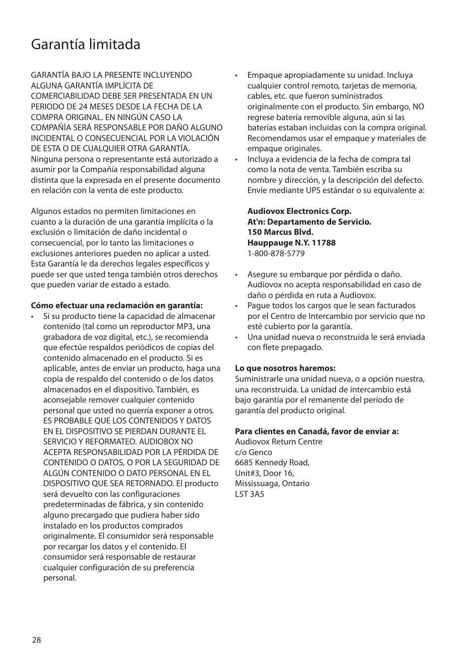 Garantía limitada | RCA SLC5008 User Manual | Page 57 / 87