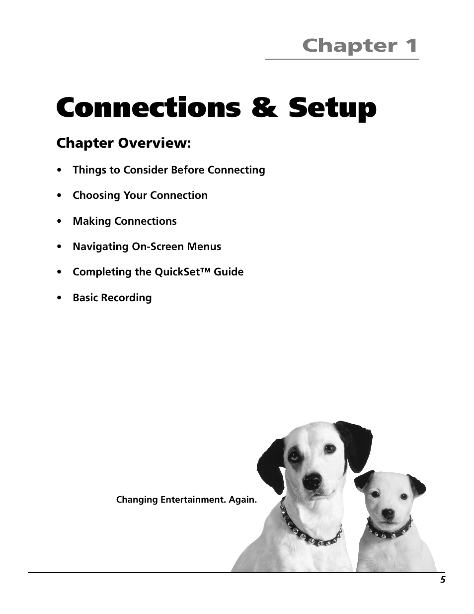 Connections & setup, Chapter 1, Chapter overview | RCA VR661HF User Manual | Page 7 / 64