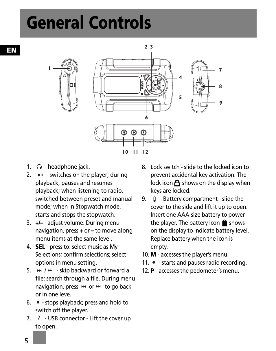 General controls | RCA SC1001 User Manual | Page 14 / 48