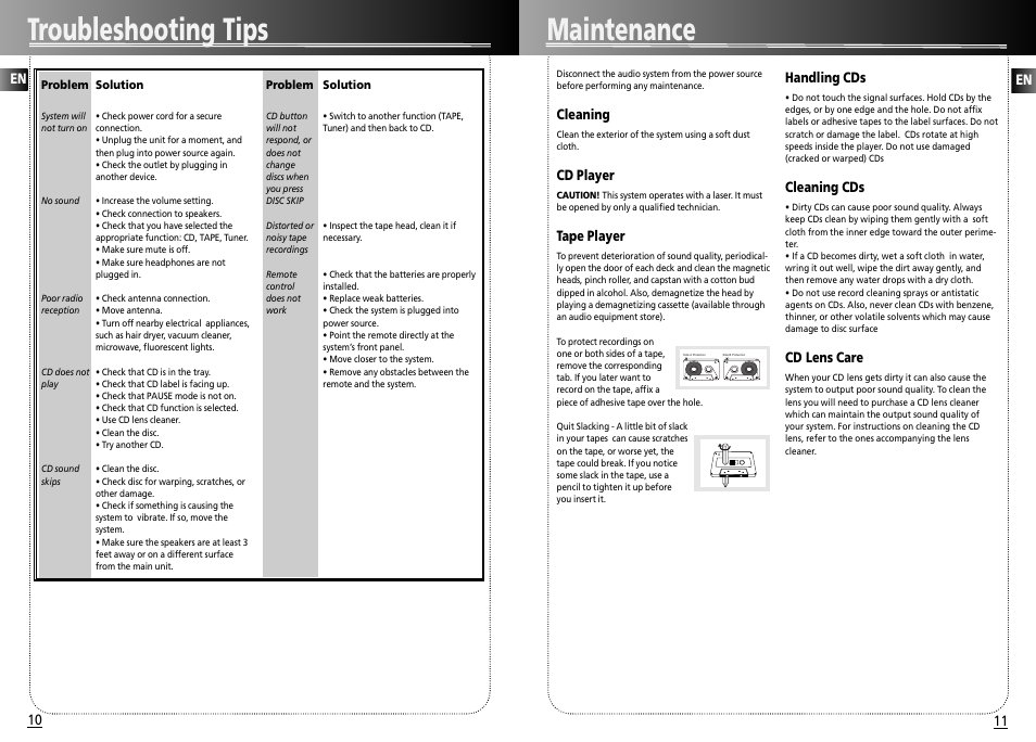 Troubleshooting tips, Maintenance | RCA 004-000-00345-4 User Manual | Page 7 / 10