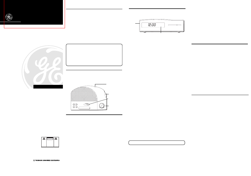 Alarm music off, Hour min wake sleep on min max volume tuning fm am, Spacesaver | Radio reloj digital guía del usuario “n | RCA 7-4813 User Manual | Page 2 / 2