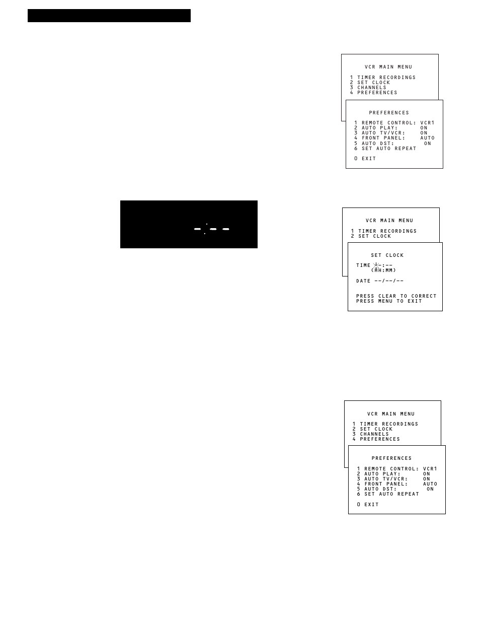 Startup, 11 setting up the vcr, Set the display panel brightness | Set the time and date, Set the automatic daylight-saving time | RCA VR613HF User Manual | Page 13 / 40