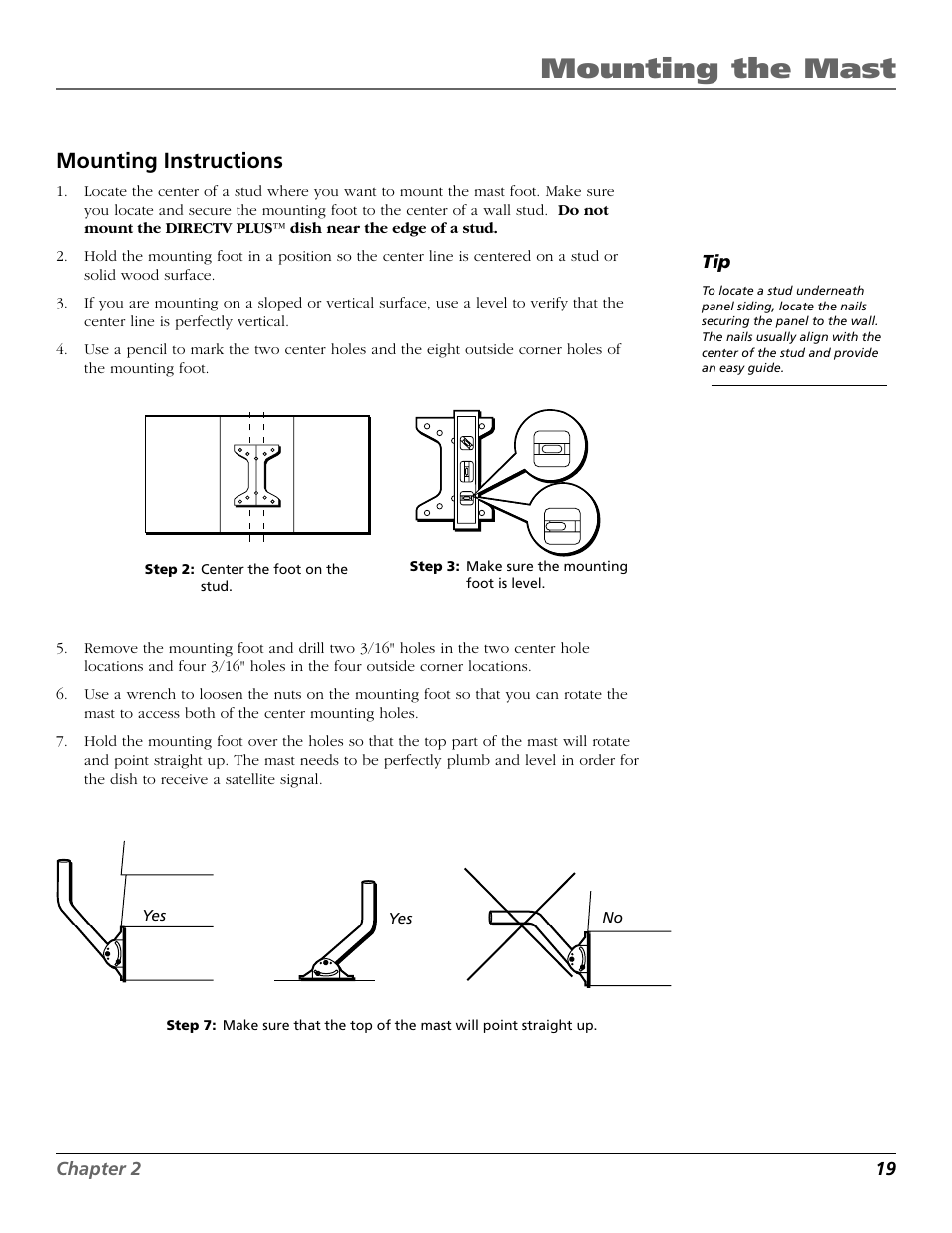 Mounting the mast, Mounting instructions | RCA DIRECTV PLUS 15407690 User Manual | Page 21 / 48