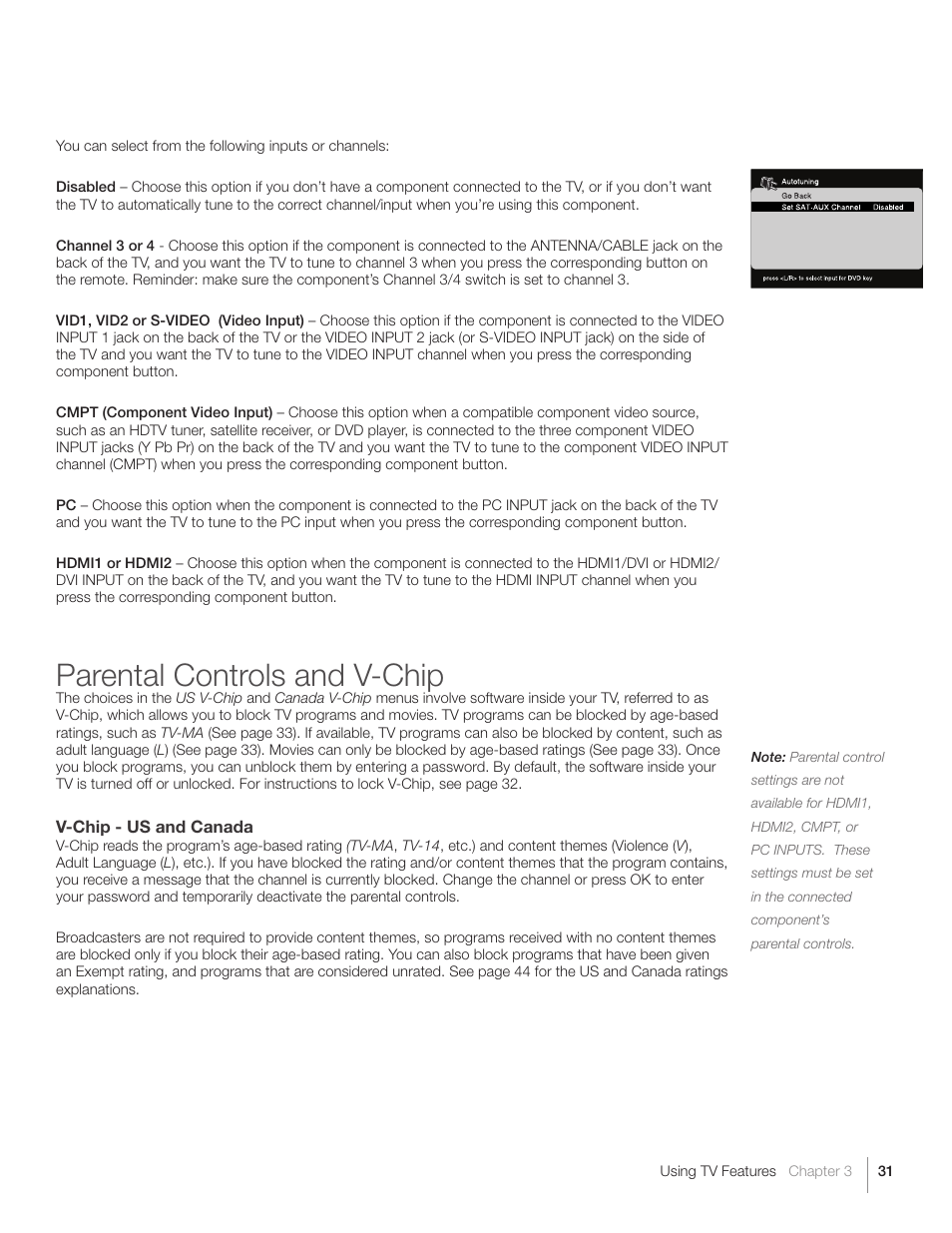 Parental controls and v-chip | RCA L26HD31S User Manual | Page 31 / 52