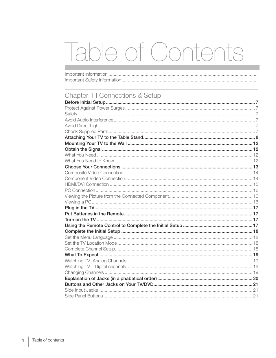RCA L26HD31S User Manual | Page 4 / 52