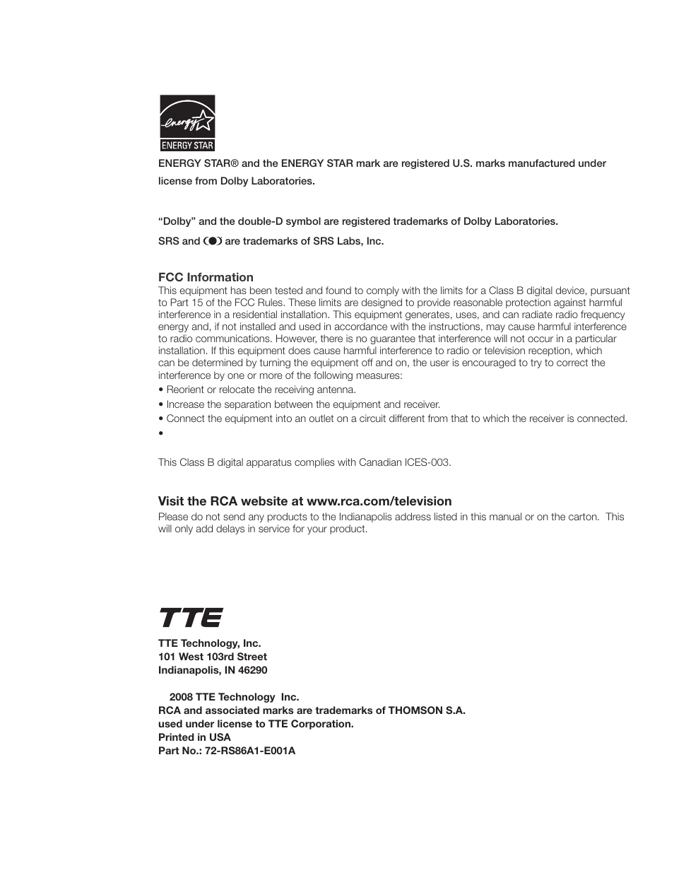 RCA L26HD31S User Manual | Page 52 / 52