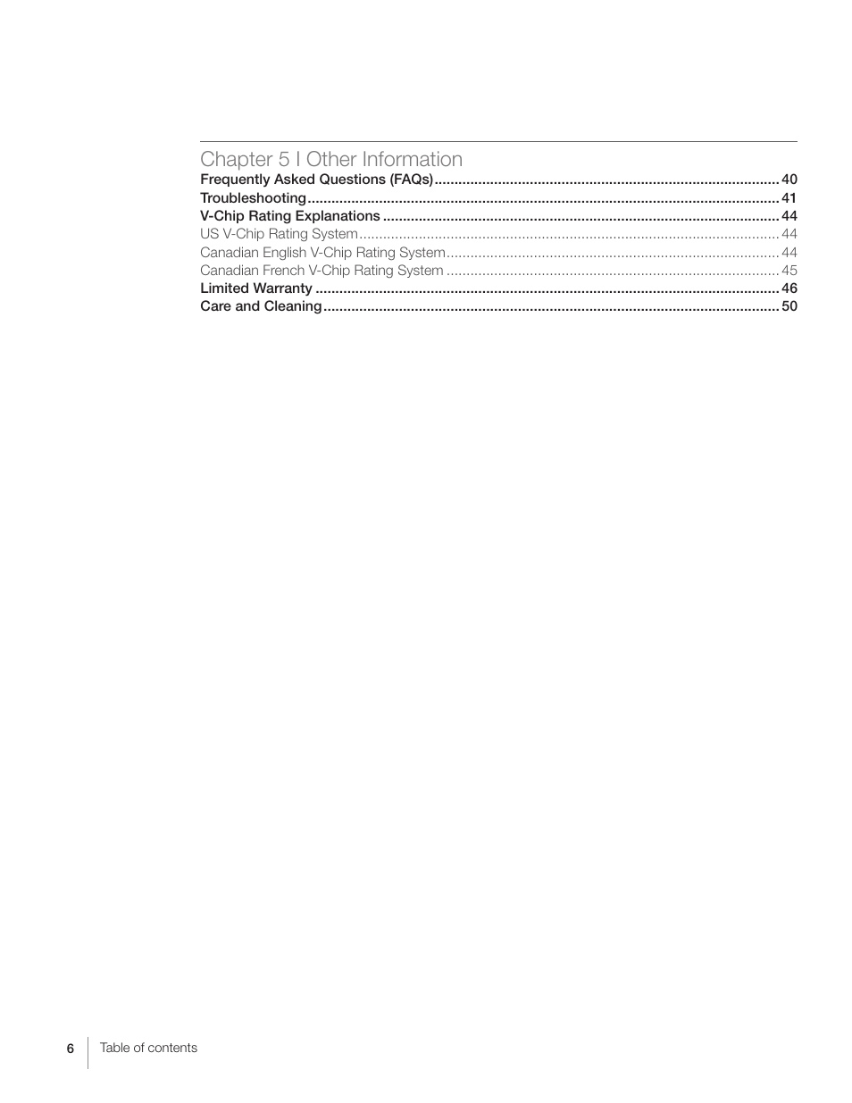 Chapter 5 i other information | RCA L26HD31S User Manual | Page 6 / 52