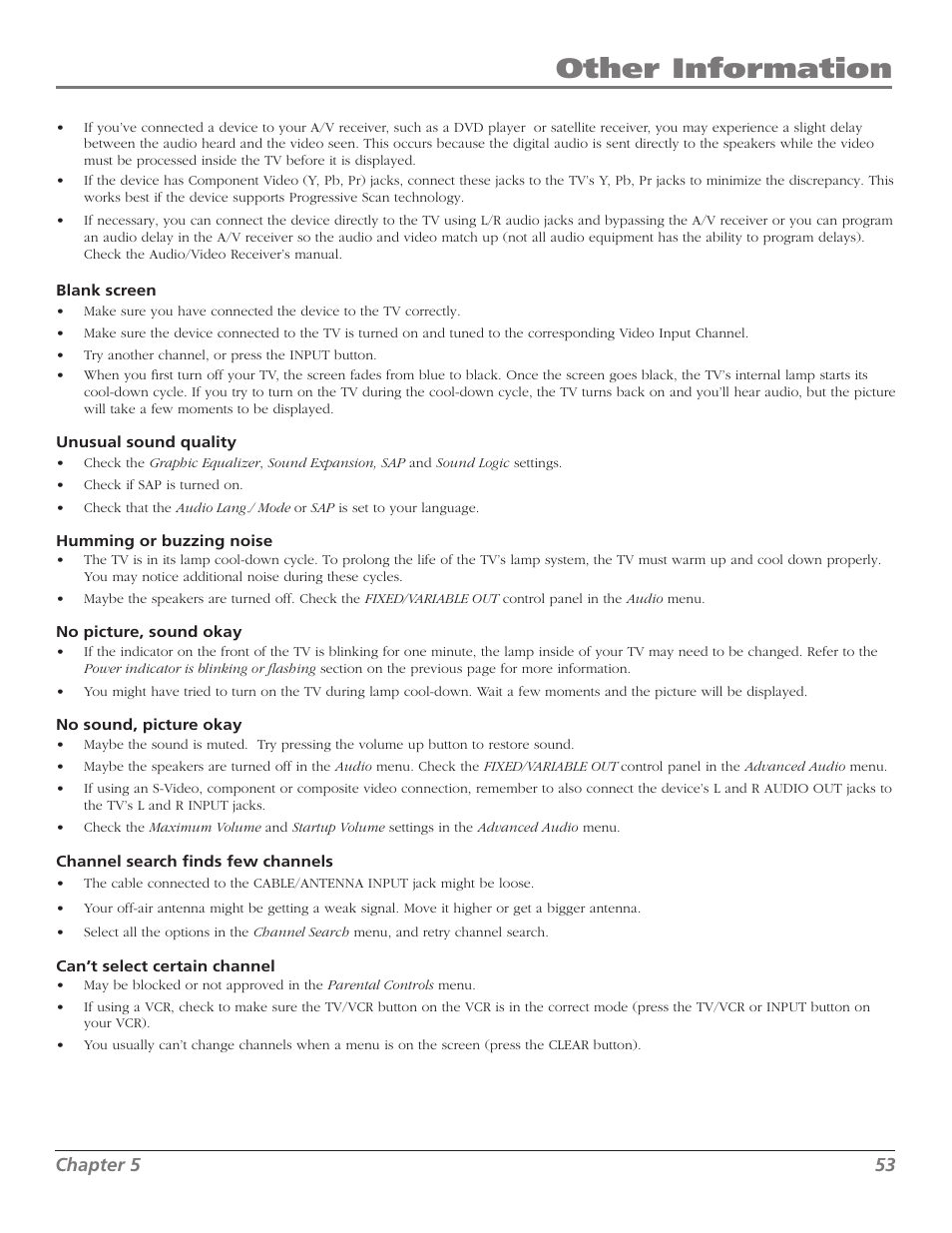 Other information | RCA M50WH92S User Manual | Page 53 / 64