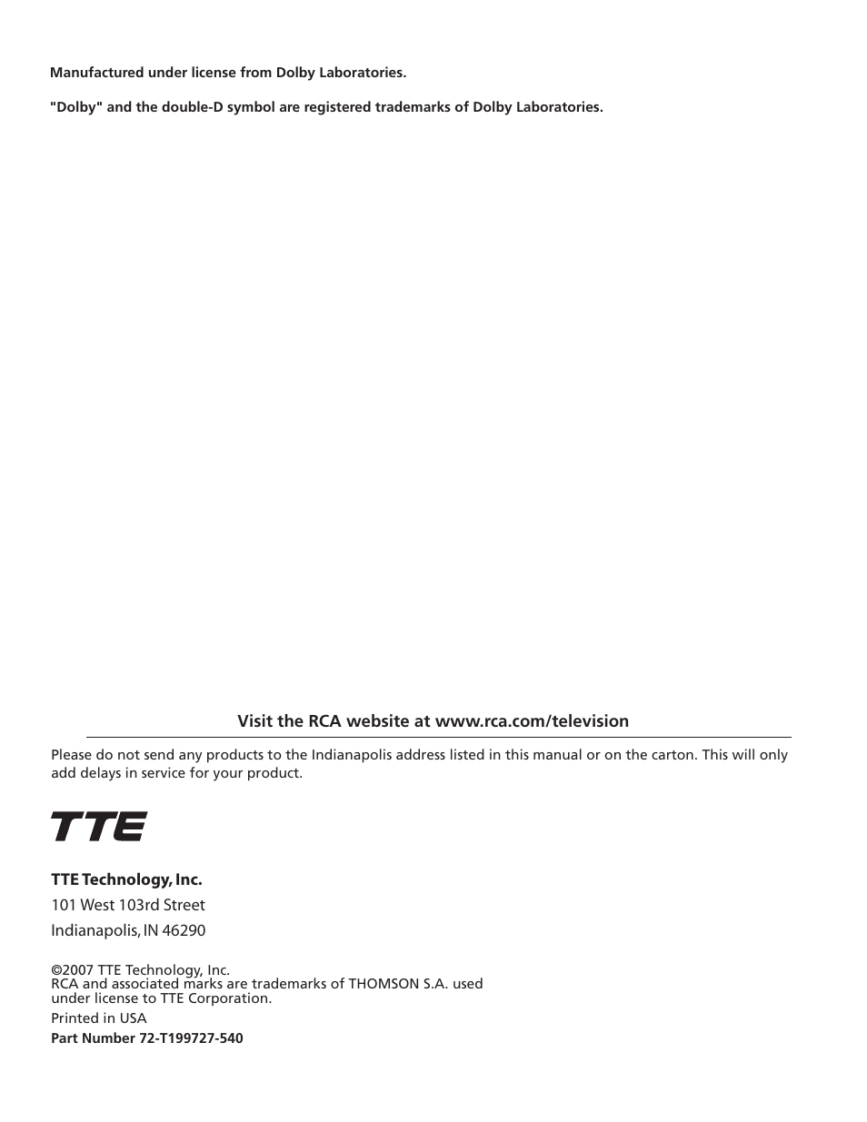 RCA M50WH92S User Manual | Page 64 / 64