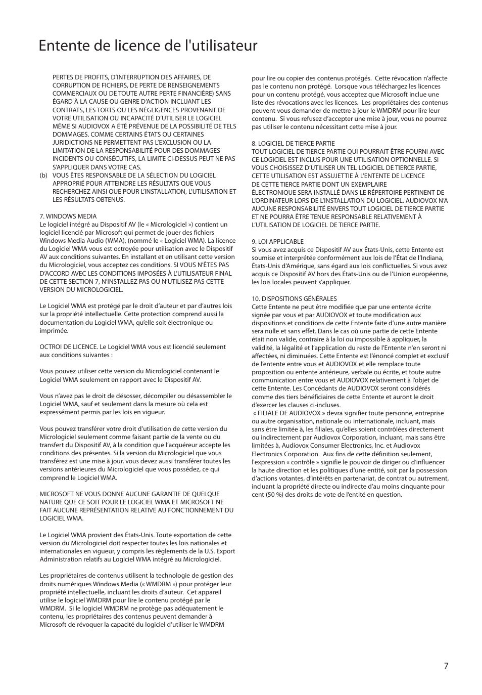 Entente de licence de l'utilisateur | RCA M4208RD User Manual | Page 65 / 88