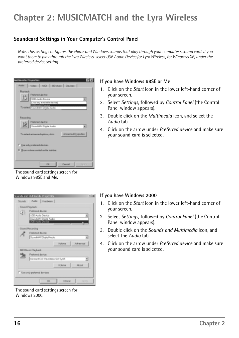 Cd-rom settings in your computer’s control panel, Chapter 2: musicmatch and the lyra wireless | RCA RD900W User Manual | Page 18 / 40