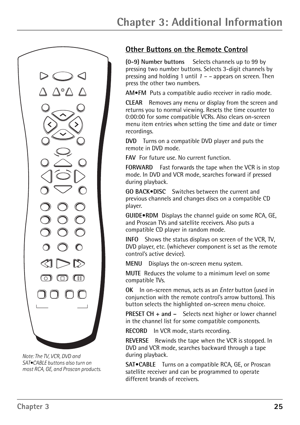 Chapter 3: additional information, Chapter 3 25 other buttons on the remote control | RCA RD900W User Manual | Page 27 / 40