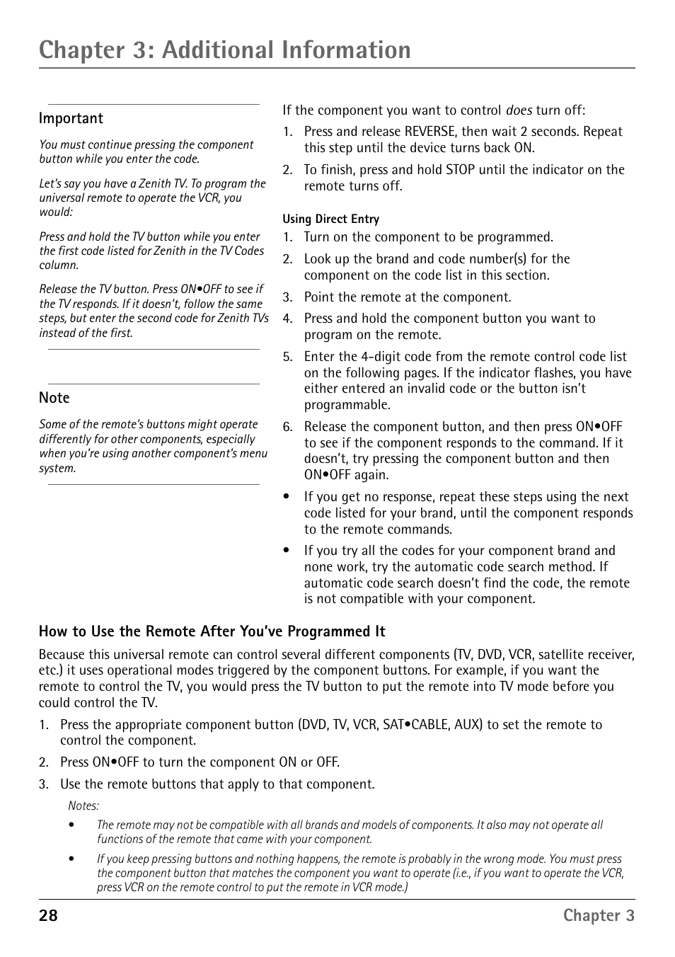 Chapter 3: additional information, 28 chapter 3 | RCA RD900W User Manual | Page 30 / 40