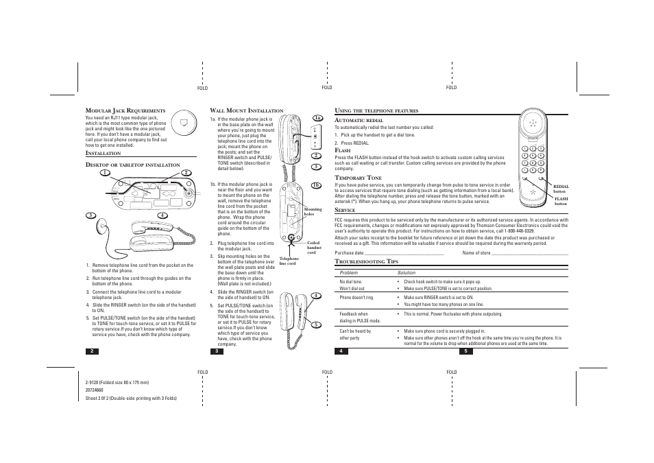 Oper | RCA 2-9120/2-9130 User Manual | Page 2 / 2