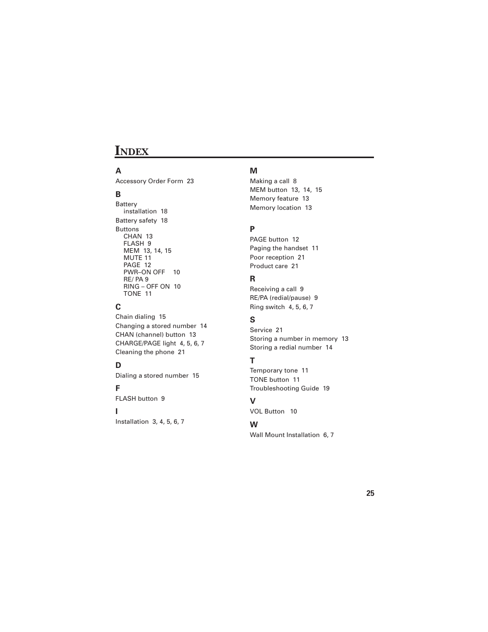 Ndex | RCA 2-9925 User Manual | Page 27 / 28