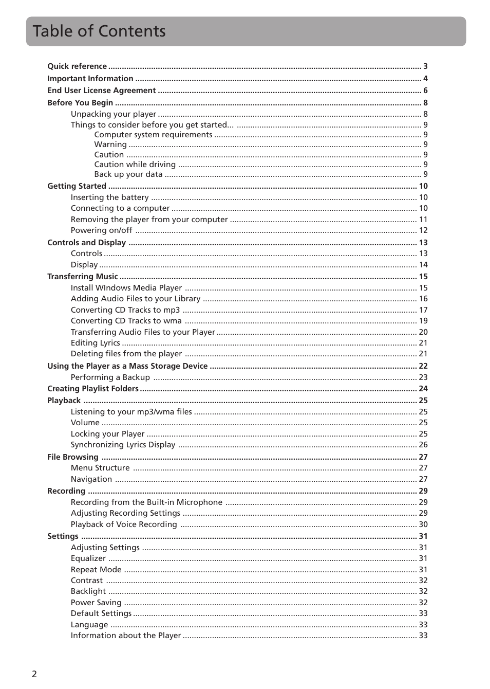 RCA TH1401 User Manual | Page 2 / 40