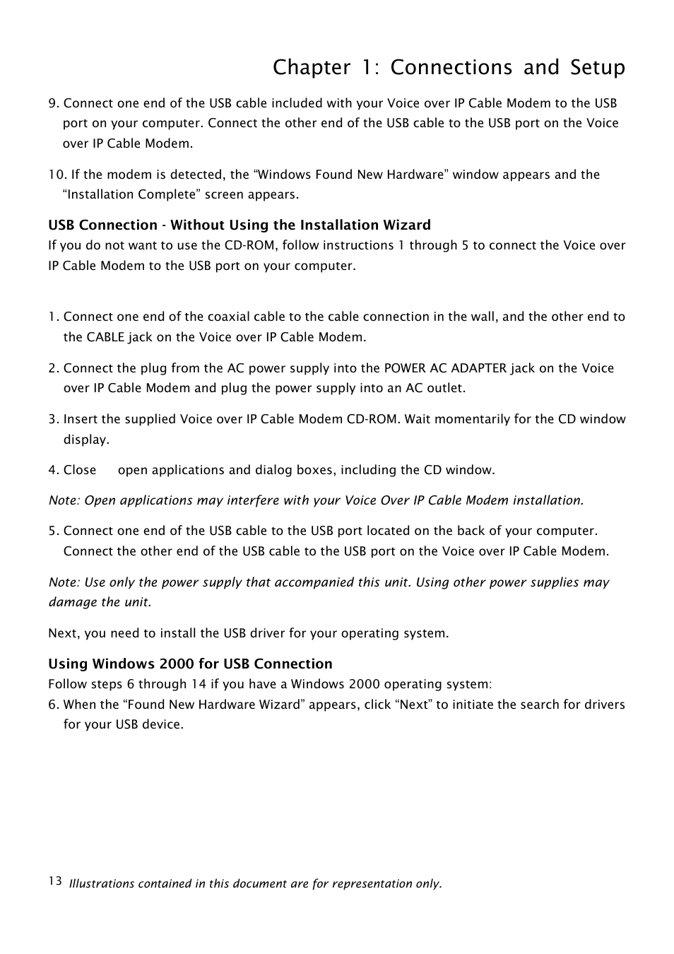 Using windows 2000 for usb connection, Chapter 1: connections and setup | RCA THG540 User Manual | Page 18 / 36