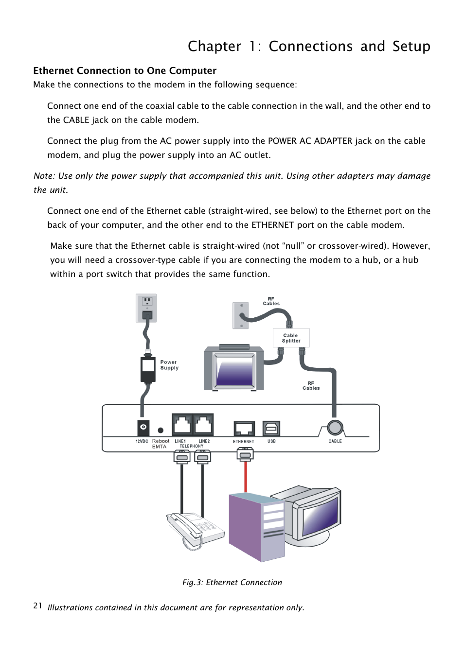 Ethernet connection to one computer, Chapter 1: connections and setup | RCA THG540 User Manual | Page 26 / 36