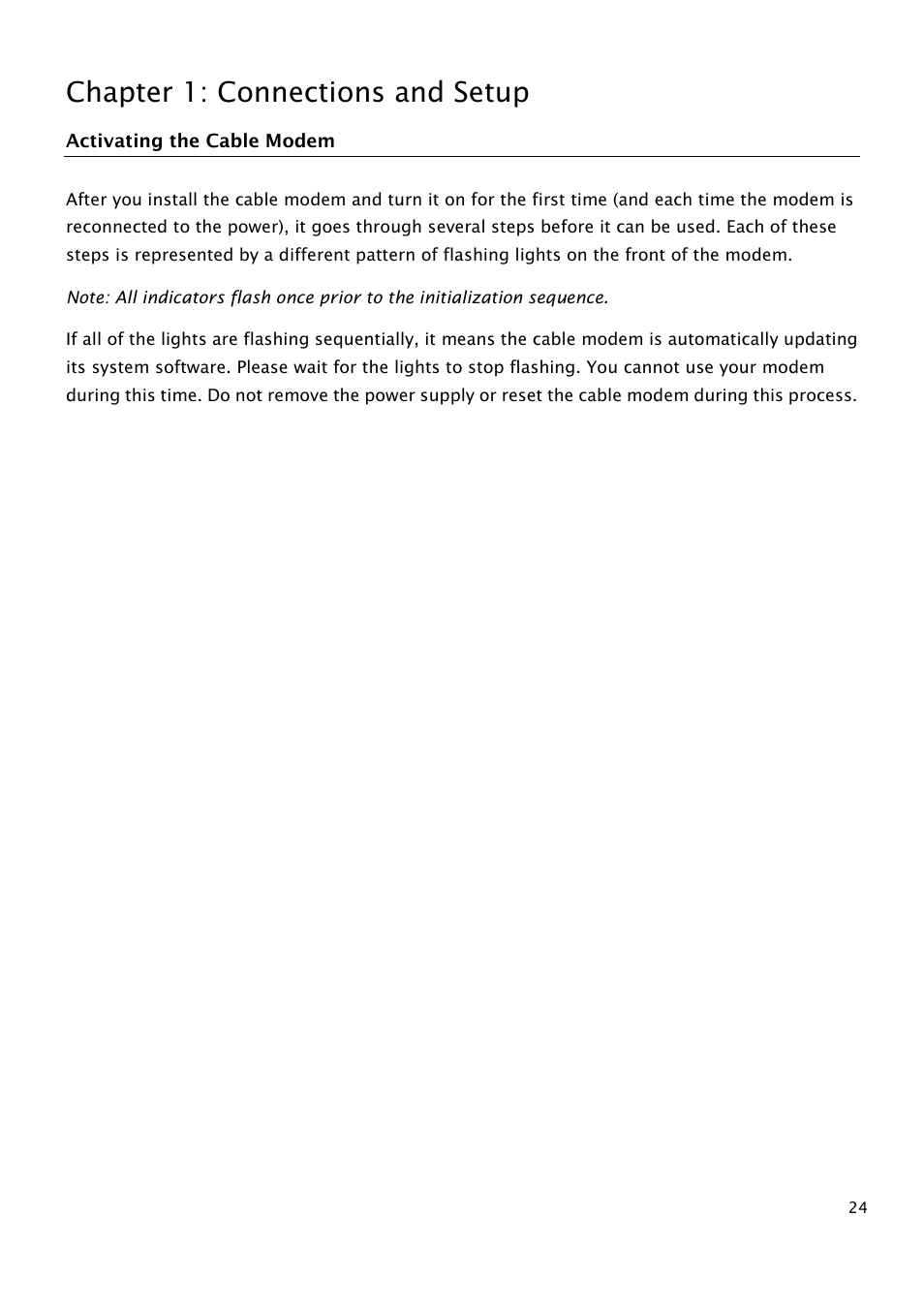 Activating the cable modem, Chapter 1: connections and setup | RCA THG540 User Manual | Page 29 / 36