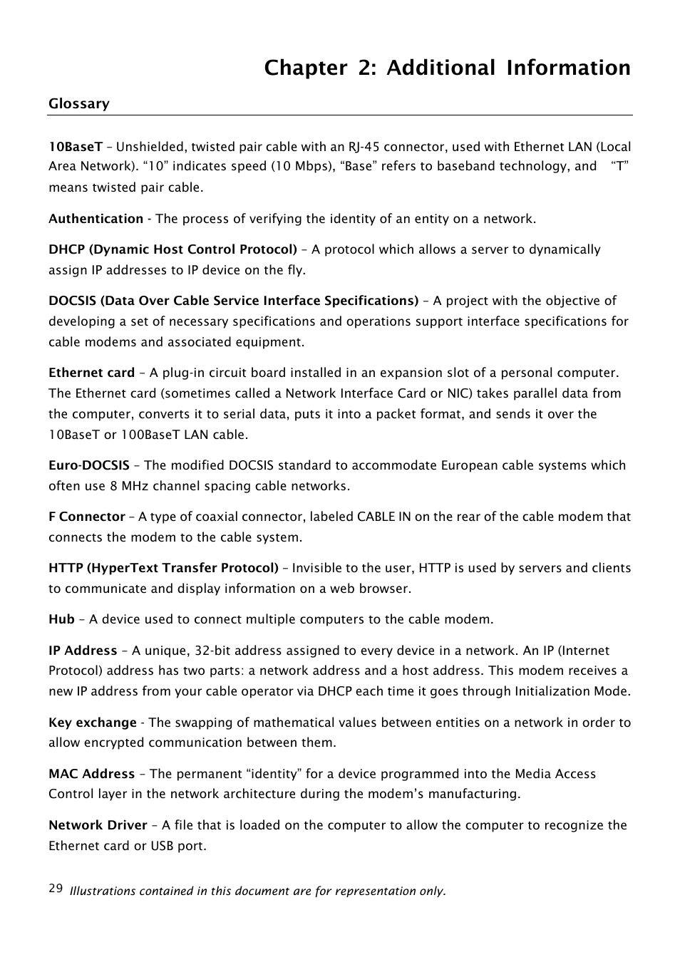 Glossary, Chapter 2: additional information | RCA THG540 User Manual | Page 34 / 36