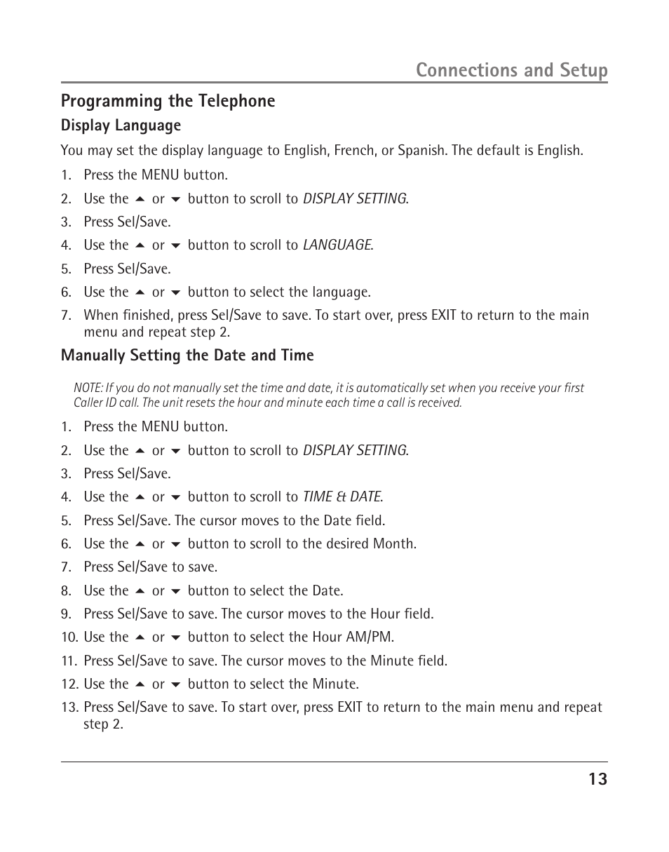 Connections and setup | RCA 25204 User Manual | Page 13 / 76