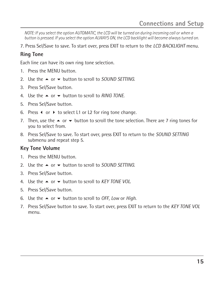 Connections and setup | RCA 25204 User Manual | Page 15 / 76