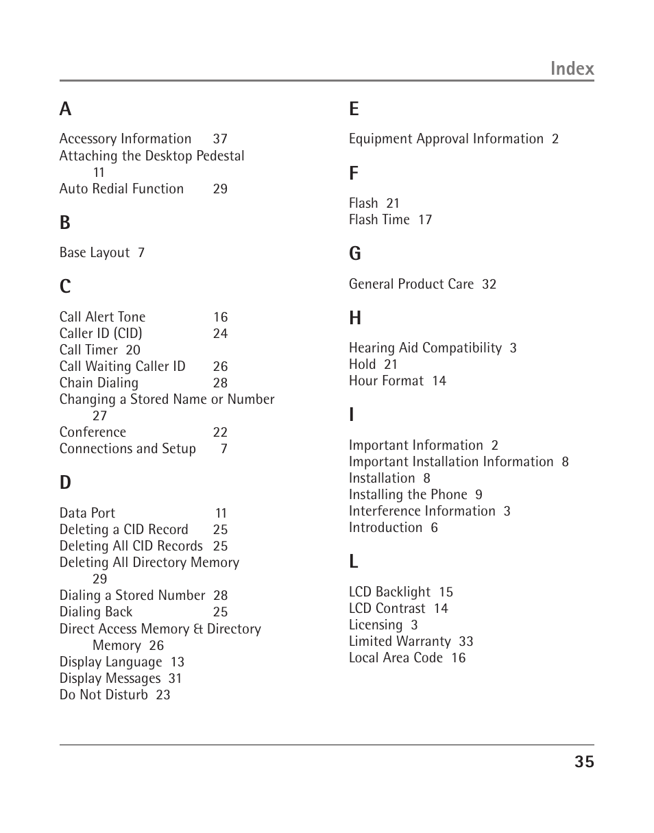 Index a | RCA 25204 User Manual | Page 35 / 76