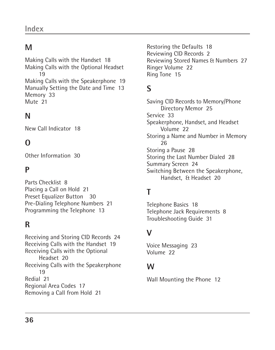 Index m | RCA 25204 User Manual | Page 36 / 76