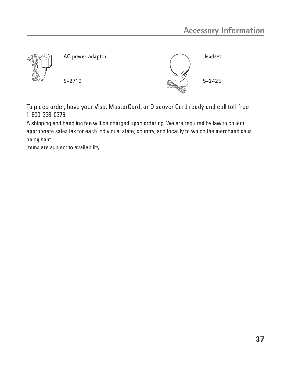 Accessory information | RCA 25204 User Manual | Page 37 / 76