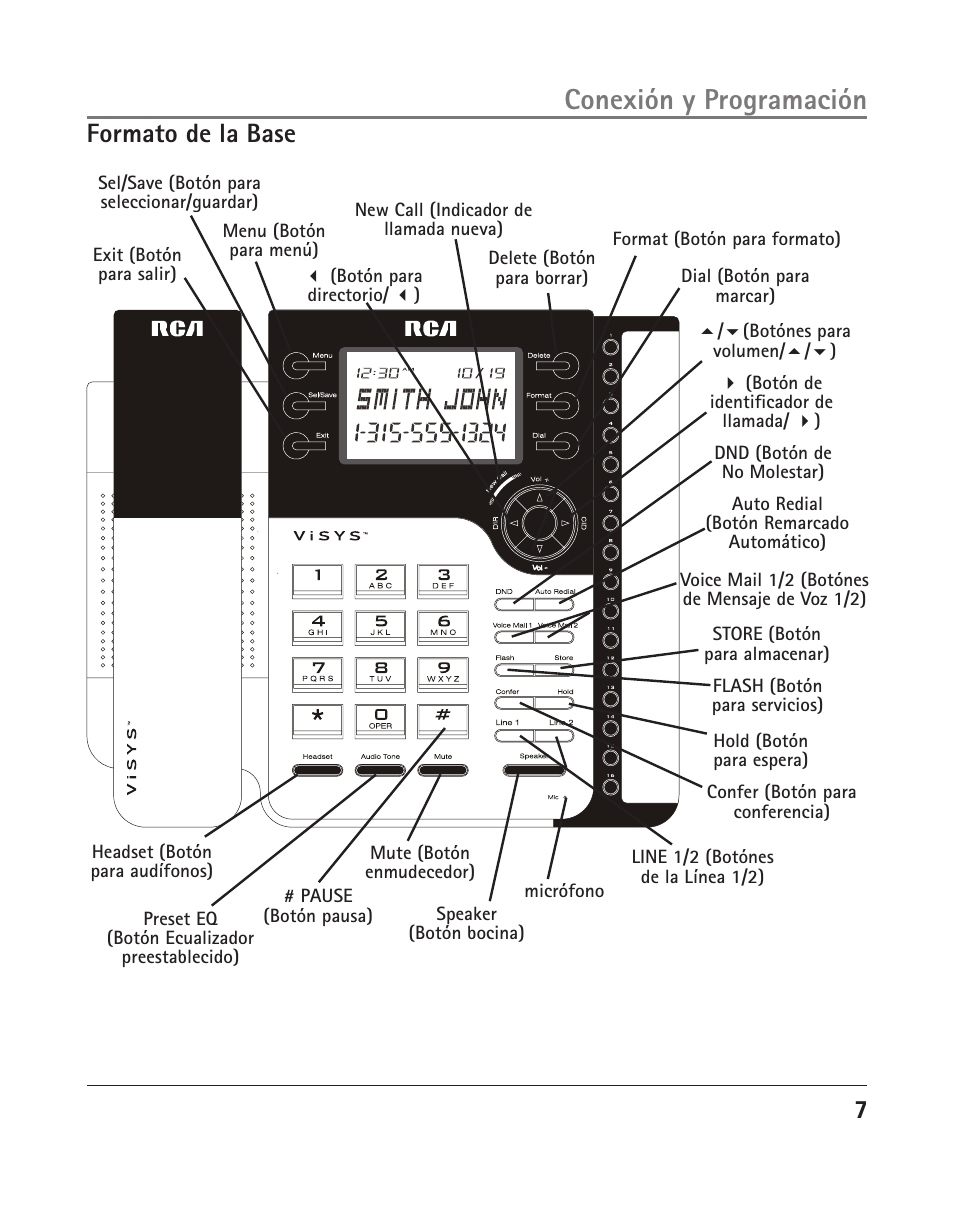 Conexión y programación, Formato de la base | RCA 25204 User Manual | Page 45 / 76