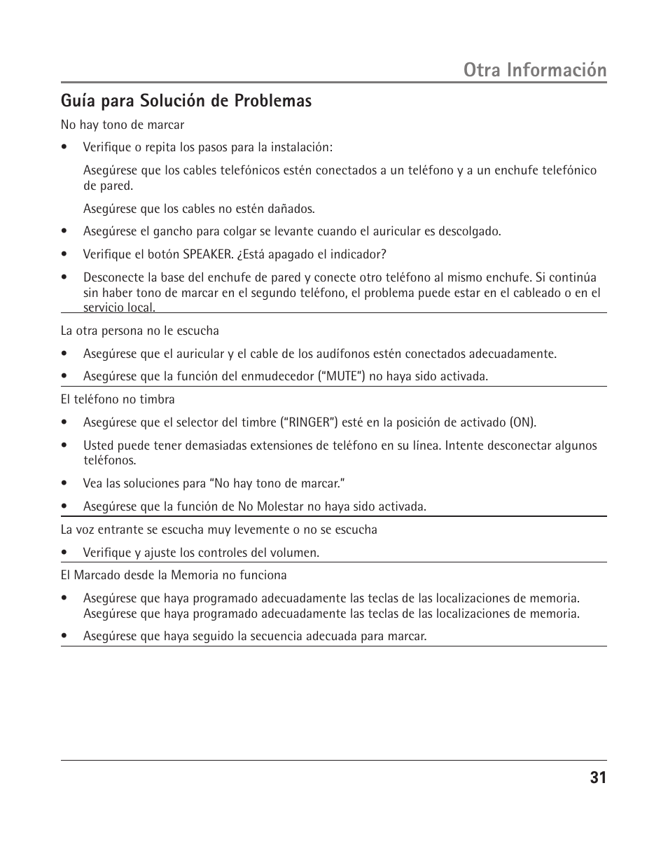 Otra información, Guía para solución de problemas | RCA 25204 User Manual | Page 69 / 76