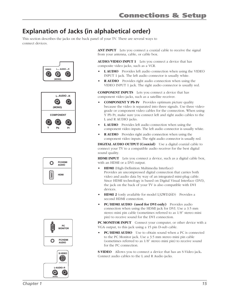 Chapter 1 15 | RCA L26WD26D User Manual | Page 15 / 44