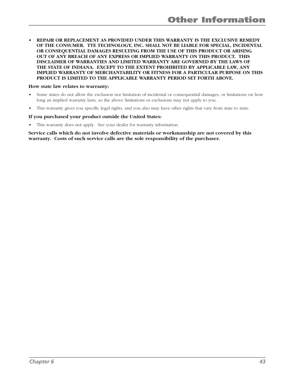 Other information | RCA L26WD26D User Manual | Page 43 / 44